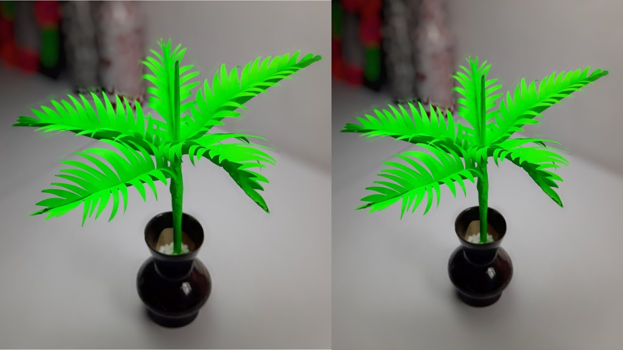 DIY Coconut Tree Make With Paper Paper Leaves SUNIL CREATION YouTube