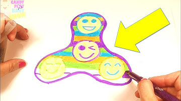 Learn Art l How To Draw and Color Fidget Spinner l Kids Drawing GIANT Fidget Spinner Coloring Videos
