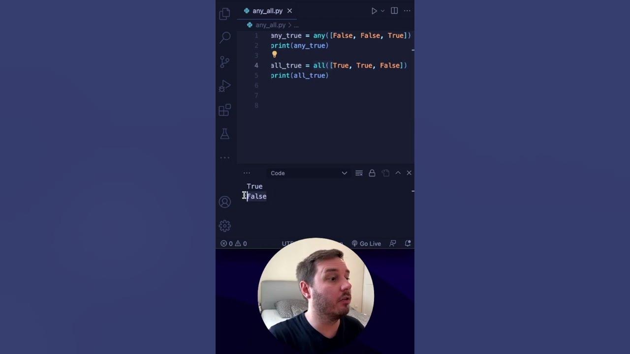 Use any() and all() to refactor your Python code! #shorts - YouTube image.