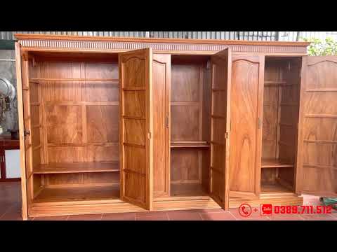 Video Hoàn Thiện Tủ Quần Áo Gỗ Gõ 3 buồng 6 cánh dài 4m Siêu... - youtube
