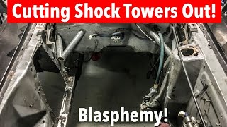 Removing Shock Towers on a 67 Mustang  TCI Install Part 2  Ep. 13