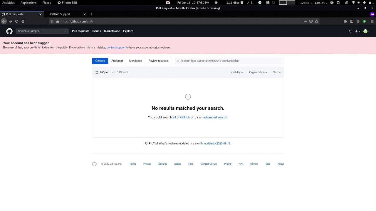 Github(hacktober) issue your account has been flagged