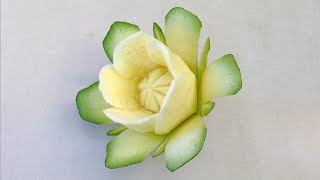 The Art Of Vegetable Carving Zucchini Flower - Beginners Lesson 67 By Mutita Fruit Carving Tutorial