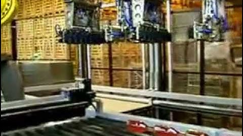 Robot cage packing  for Champagne Wine