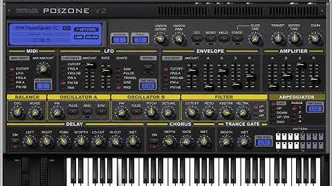 Poizone VST synthesizer (Image-Line) - Preview of arpeggios and sequences