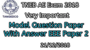 TNEB AE Exam 2018 Model Question Paper With Answer EEE Paper 2