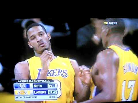 Andrew Bynum Almost Breaks Trevor Ariza's Jaw!