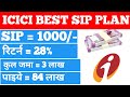 ICICI Best SIP Plan 2022 | हर महीने 1000/- बचाकर SIP में जमा करें फिर पाएं 8400000/- नगद राशि #sip