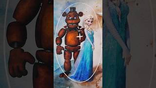 Freddy Fazbear FNAF + Elsa Frozen Mixing characters 🤎🩵 #mixingcharacters #fnaf #glowup #art