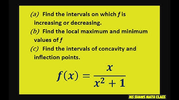Find intervals of concavity and inflection points for f = x/x^2+1 Local min max 1st, 2nd derivative