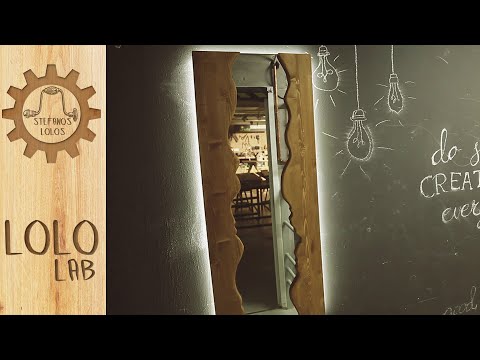 LoloLab: Φωτιζόμενος ξύλινος καθρέφτης (Wooden led - light mirror)