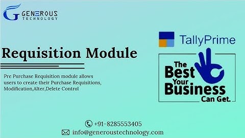How to use Requisition Module In Tally , Purchase Requisition Module