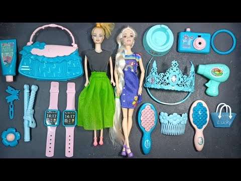 ASMR Toys 9:14 Minutes Satisfying with Barbie and Hello Kitty Teal Colored Fashion Toys