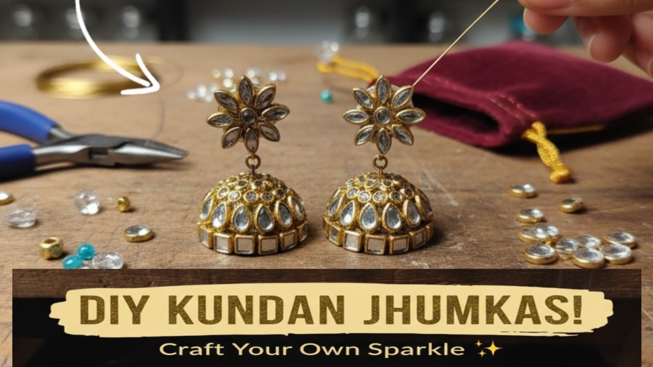 Make Kundan Earrings at Home! #video #yt #jhumka