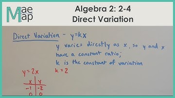 Algebra 2: 2-4 Direct Variation