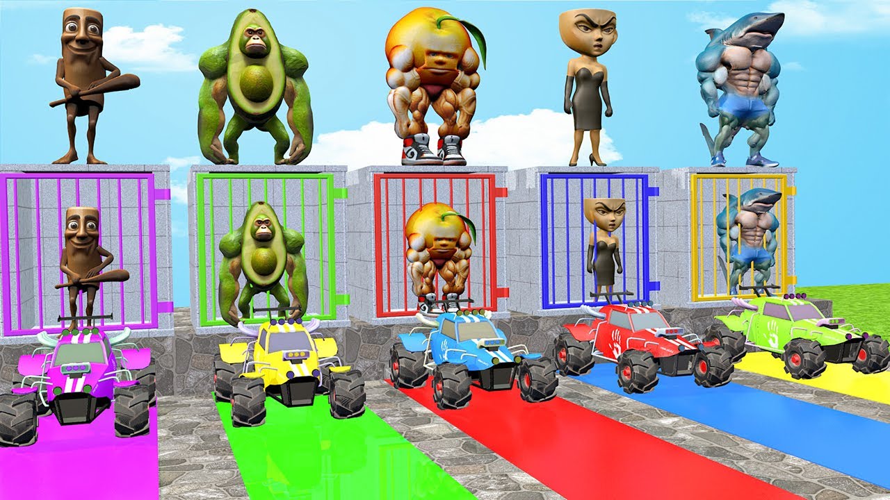 Long Slide Game With Cow Elephant Gorilla Hippopotamus Tiger 3d Animal Game Funny 3d Animals