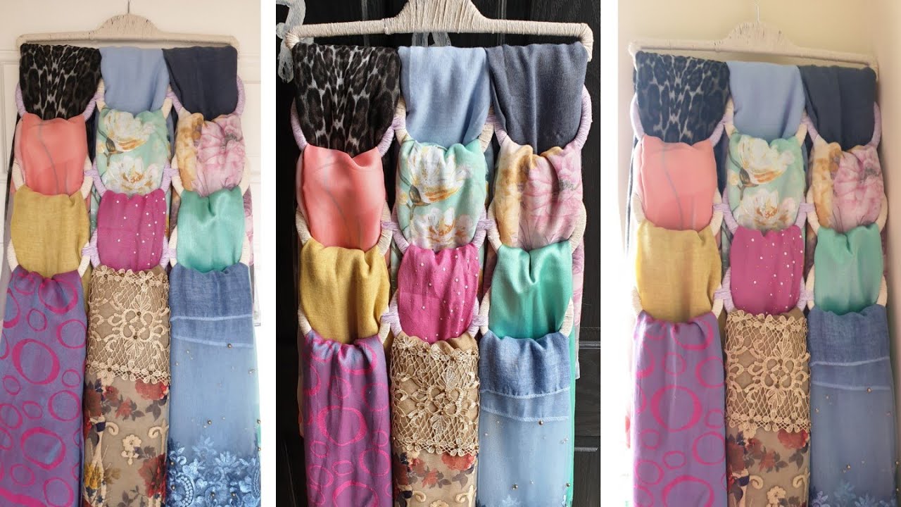 DIY Hijab Scarf Hanger Organizer Ideas, Easy Scarf Organizer With Bangles