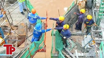 Cầu nghìn tỷ vượt sông Tiền thi công đốt dầm cuối cùng | Tiền Phong TV