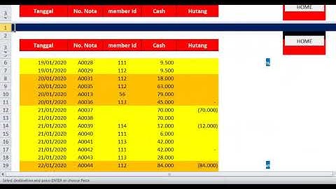 Aplikasi excel, Kasir Sederhana dengan Tombol Menu