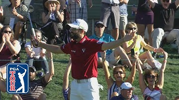 Adam Hadwin holes an unbelievable putt for birdie at Valspar