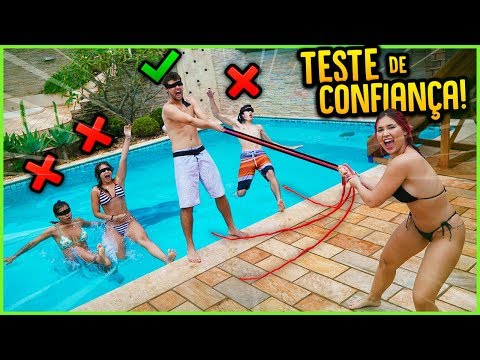 TESTE DE CONFIANÇA NA PISCINA MAIS GELADA!! ( NOVO MINI GAME ) [ REZENDE EVIL ]