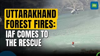 IAF Helicopter Undertakes Firefighting And Sprinkling Water Operations In Pauri, Uttarakhand