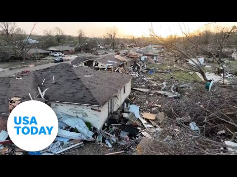 Drone captures scars of damage left by a deadly tornado in Arkansas | USA TODAY