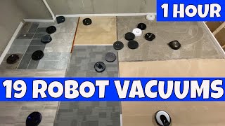 1 FULL HOUR - 19 Robot Vacuums in 1 room - Fun to watch! Kid Friendly