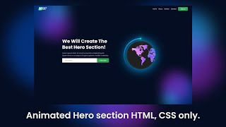 Responsive animated hero section using Html, CSS only