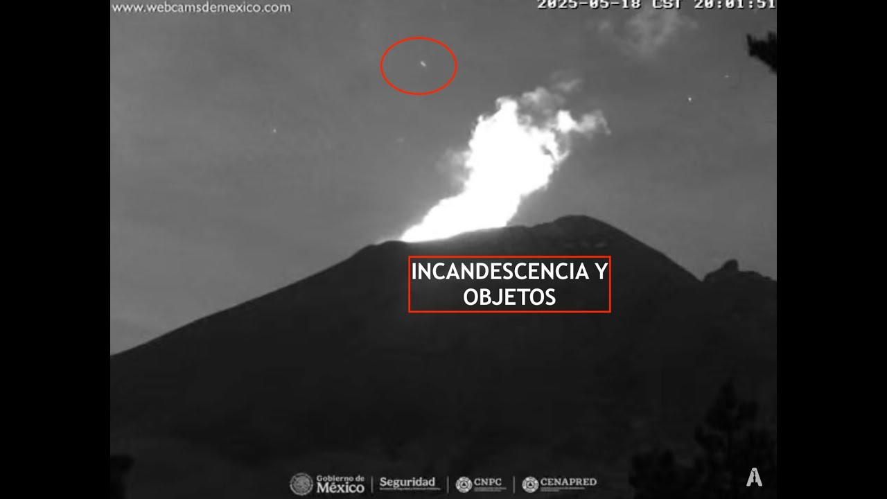 🌋 #POPOCATÉPETL | Incandescencia y objetos. El #Volcán #EnVivo