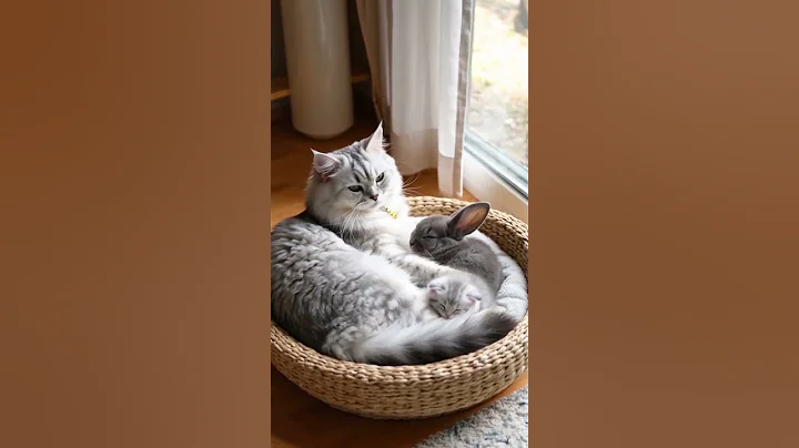 Video 11012551: maine coon mom, little maine coon, cat mom kitten, cat kitten love