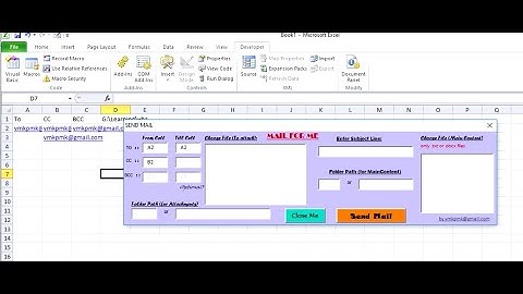 VBA Tool - Send bulk mails with CC, BCC with attachments. How to setup outlook with Gmail & Automate