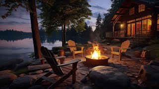 Relaxing Fireplace with Lakeside Forest Scene - Crackling Fire Sounds for Inner Peace and Relaxation