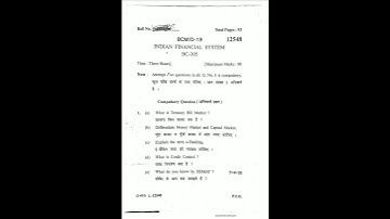 Indian Financial System B.Com 3rd Sem KUK Previous Year Paper 2019