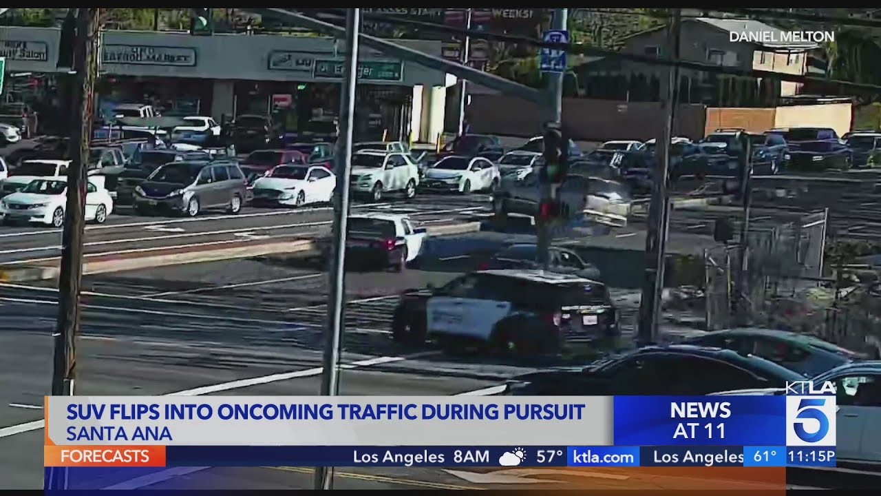 SUV flips into oncoming traffic during pursuit