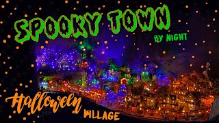 Spooky Village,by night, Halloween, lemax setup.