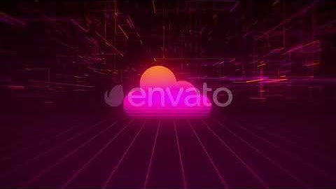 Synthwave Wireframe Net and Cloud 80s | Motion Graphics - Envato elements