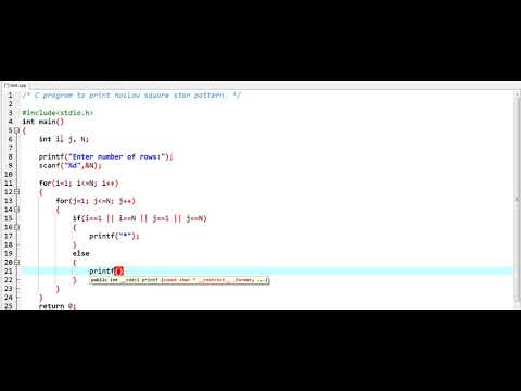 C Program to Print Hollow Square Star Pattern | Working Example