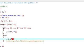 C Program to Print Hollow Square Star Pattern | Working Example