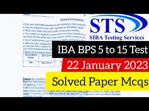 IBA today 22 January bps 5 to 15 solved test paper - sts 22 January ...