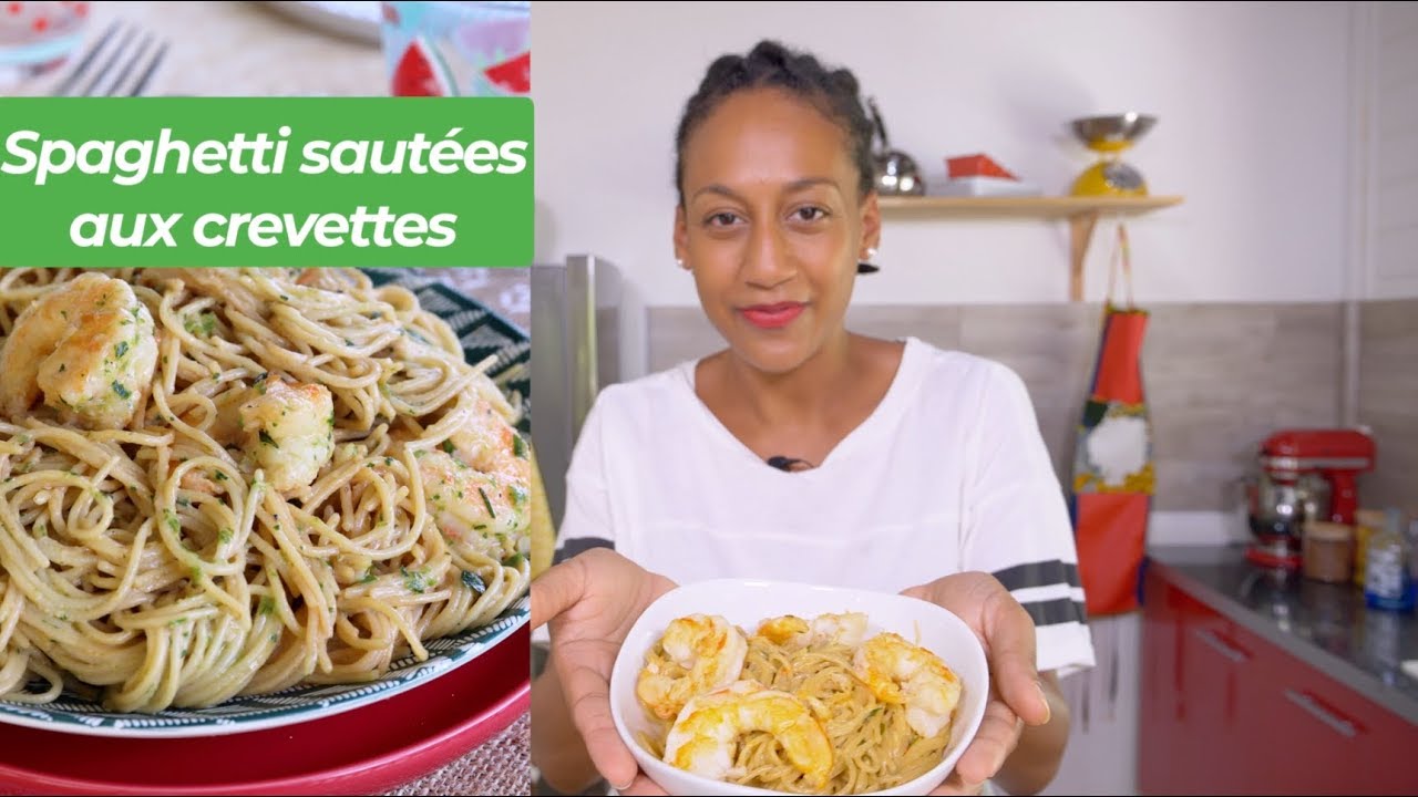 Spaghetti aux CREVETTES sautées au RHUM VIEUX