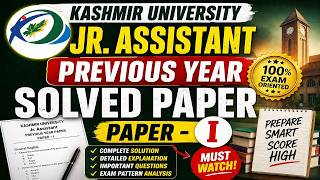 Kashmir University Jr Assistant Previous Paper (Paper-I) | Complete Solution &amp; Analysis