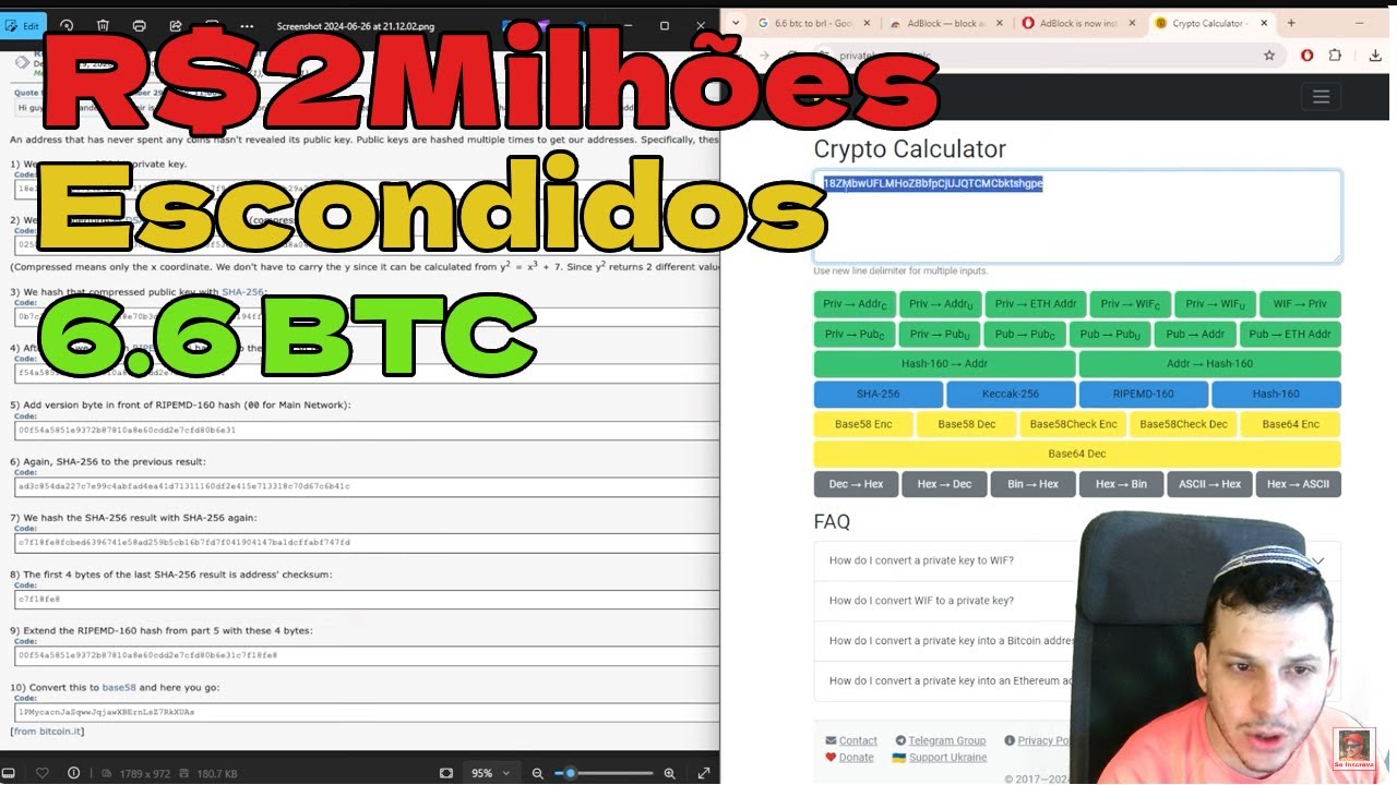 Passo a passo para encontrar a chave privada com R$2Milhoes