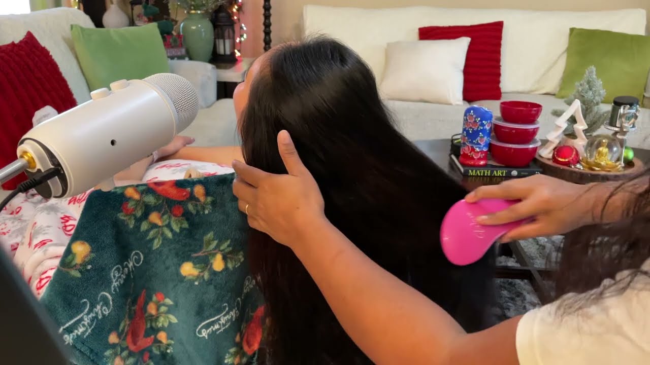 Real Person Relaxing | ASMR | Hair Playing, Hair Styling Head Massage Hair Brushing W/ Accessories