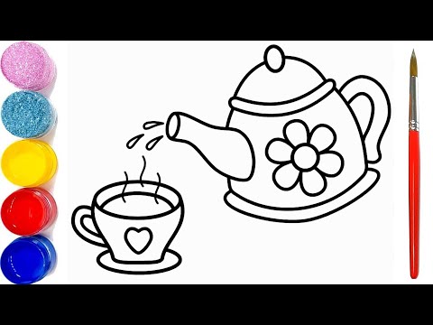 Video Vẽ Tranh Và Tô Màu Ấm và Tách Trà ???? Teapot and Cup... - youtube