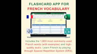 French Vocabulary Flashcards | Excel App | 1,800 Most Common French Words with Audio + Examples