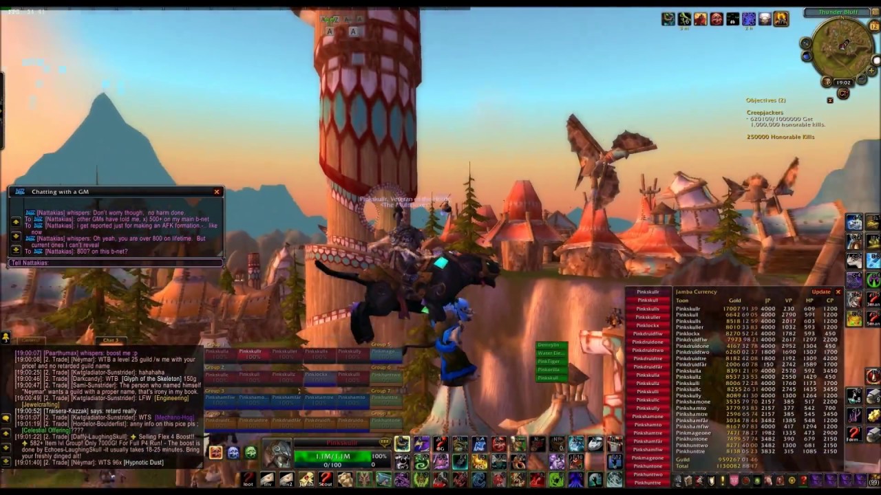 Pinkskull The Multiboxer and Blizzard GM.. Reported for being a multiboxer