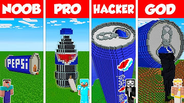 Minecraft Battle: NOOB vs PRO vs HACKER vs GOD: PEPSI COLA SODA HOUSE BUILD CHALLENGE / Animation