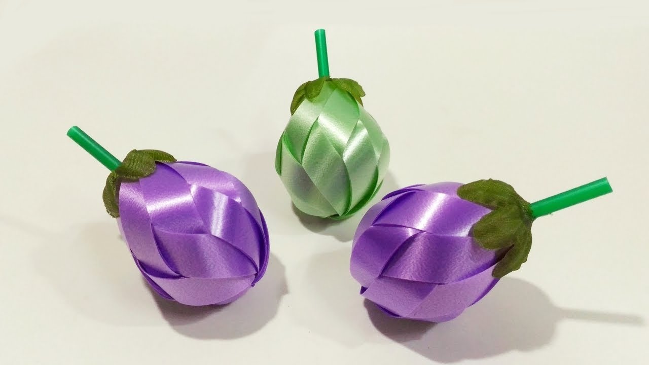 วิธีพับเหรียญโปรยทานมะเขือ ( Eggplant) -108 ribbon