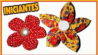 Como fazer FLORES DE TECIDO para INICIANTES rápido e fácil (2 MODELOS) - Passo a passo |  DIY